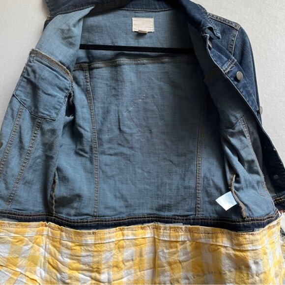 Caslon Denim Jean Jacket Patchwork Tulle Layered Skirt Boho Upcycled Sz S - Picture 3 of 9